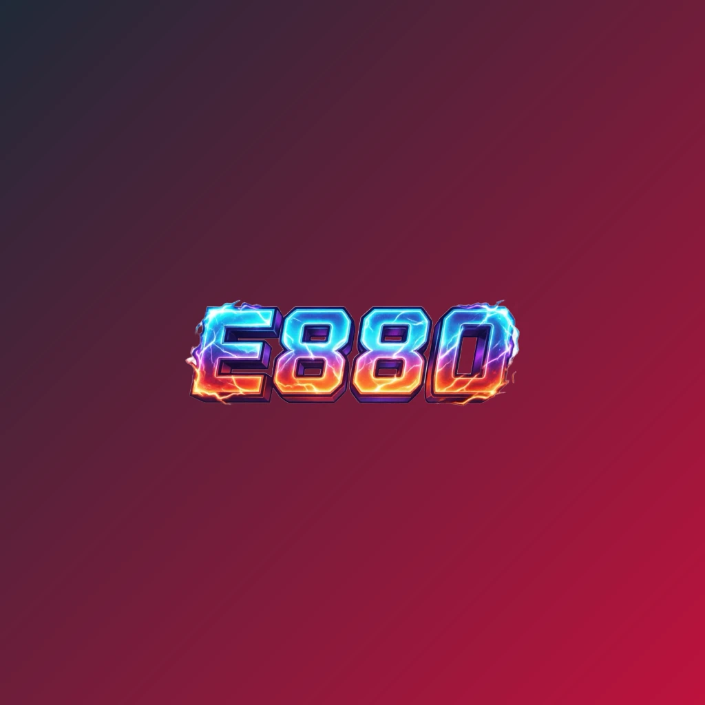 E880 bold gaming logo with strong 3D lettering in energetic colors, modern esports-inspired horizontal rectangular wordmark on transparent background